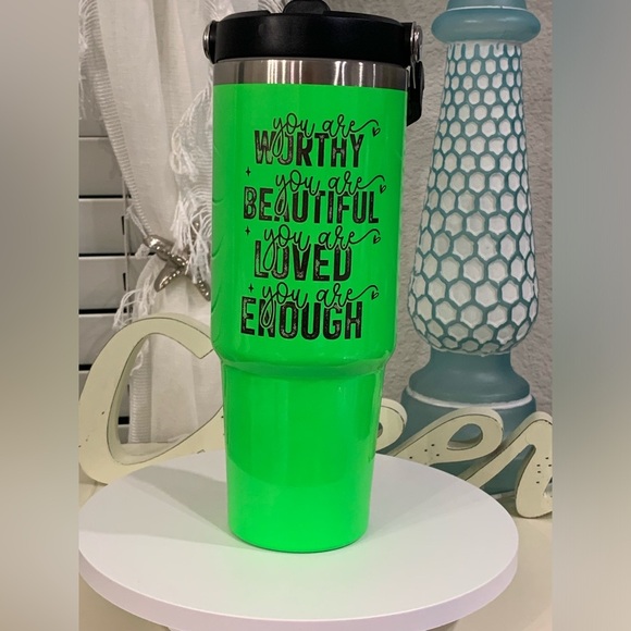 30oz Neon Green Iceflow Flip Straw Tumbler - Picture 6 of 7